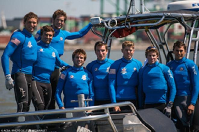 Cooper Dressler, David Liebenberg, Ian Andrewes, Tommy Pastalka, Solomon Krevans, Evan Sjostedt, Ben Lezin, Michael Menninger - AC45 Training © ACEA - Photo Gilles Martin-Raget http://photo.americascup.com/